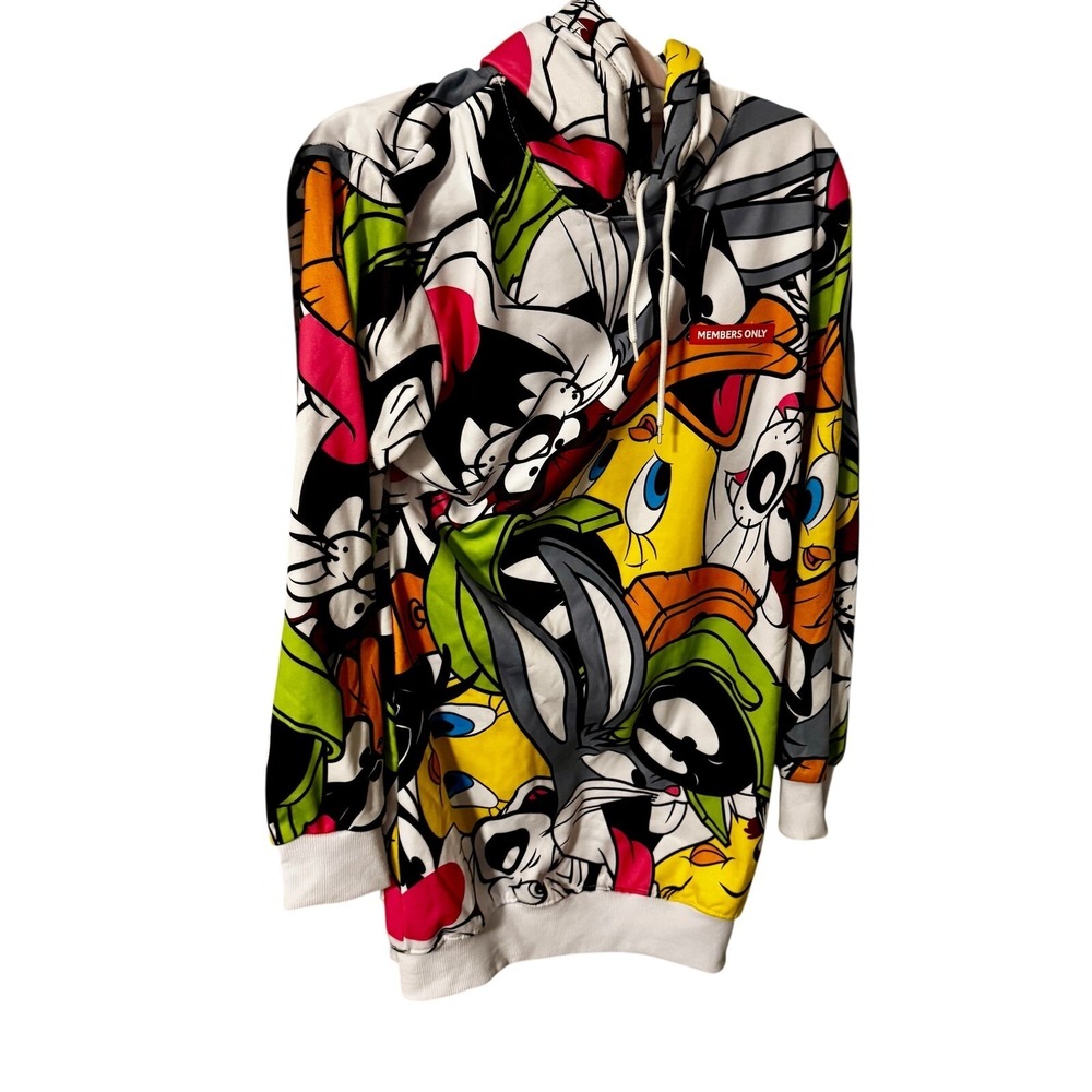 Looney Tunes x Members Only Hoodie Size L Colorful‎ Character all over Print